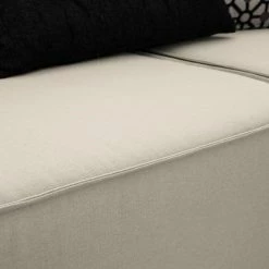 Canapé panoramique Kinx Tissu - Tissu Osta: Blanc vieilli - Méridienne courte à gauche / longue à droite (vue de face) -loftscape Boutique wohnlandschaft kinx webstoff longchair davorstehend rechts ottomane links stoff osta altweiss 4657684