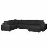 Roomscape Canapé panoramique Loorana (convertible) - Tissu structuré - Méridienne (longue/courte) à monter à gauche ou à droite - Anthracite -loftscape Boutique wohnlandschaft loorana mit schlaffunktion strukturstoff ottomane longchair beidseitig montierbar anthrazit 4096720