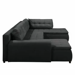 Fredriks Canapé panoramique Norley (convertible) - Tissu 27 Fredriks Canapé panoramique Norley (convertible) - Tissu -loftscape Boutique wohnlandschaft norley mit schlaffunktion webstoff longchair davorstehend links ottomane rechts dunkelgrau 5102488