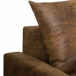 Mooved Canapé panoramique Sibenik (convertible) - Aspect cuir vieilli - Marron - Méridienne courte à droite / longue à gauche (vue de face) -loftscape Boutique wohnlandschaft sibenik antiklederoptik longchair davorstehend rechts ottomane links braun 4960396