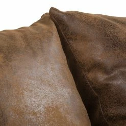 Mooved Canapé panoramique Sibenik (convertible) - Aspect cuir vieilli - Marron - Méridienne courte à droite / longue à gauche (vue de face) -loftscape Boutique wohnlandschaft sibenik antiklederoptik longchair davorstehend rechts ottomane links braun 4960408