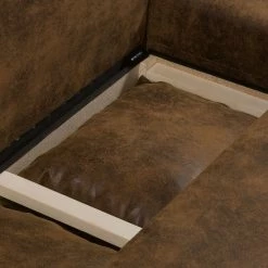 Mooved Canapé panoramique Sibenik (convertible) - Aspect cuir vieilli - Marron - Méridienne courte à droite / longue à gauche (vue de face) -loftscape Boutique wohnlandschaft sibenik antiklederoptik longchair davorstehend rechts ottomane links braun 4960412