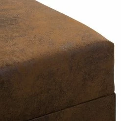 Mooved Canapé panoramique Sibenik (convertible) - Aspect cuir vieilli - Marron - Méridienne courte à droite / longue à gauche (vue de face) -loftscape Boutique wohnlandschaft sibenik antiklederoptik longchair davorstehend rechts ottomane links braun 4960420