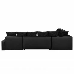 Fredriks Canapé panoramique Sibenik (convertible) - Imitation cuir / Tissu structuré - Anthracite - Méridienne courte à droite / longue à gauche (vue de face) -loftscape Boutique wohnlandschaft sibenik kunstleder strukturstoff anthrazit longchair davorstehend rechts ottomane links 4960116