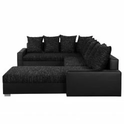 Fredriks Canapé panoramique Sibenik (convertible) - Imitation cuir / Tissu structuré - Anthracite - Méridienne courte à droite / longue à gauche (vue de face) -loftscape Boutique wohnlandschaft sibenik kunstleder strukturstoff anthrazit longchair davorstehend rechts ottomane links 4960124