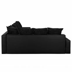 Fredriks Canapé panoramique Sibenik (convertible) - Imitation cuir / Tissu structuré - Anthracite - Méridienne courte à droite / longue à gauche (vue de face) -loftscape Boutique wohnlandschaft sibenik kunstleder strukturstoff anthrazit longchair davorstehend rechts ottomane links 4960128