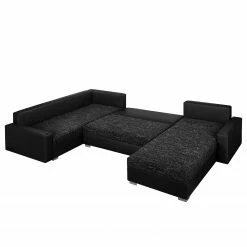 Fredriks Canapé panoramique Sibenik (convertible) - Imitation cuir / Tissu structuré - Anthracite - Méridienne courte à droite / longue à gauche (vue de face) -loftscape Boutique wohnlandschaft sibenik kunstleder strukturstoff anthrazit longchair davorstehend rechts ottomane links 4960164