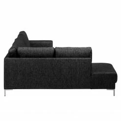 Fredriks Canapé panoramique Summer - Tissu Madu: Noir - Méridienne courte à droite / longue à gauche (vue de face) -loftscape Boutique wohnlandschaft summer i webstoff longchair davorstehend rechts ottomane links schwarz 4041860