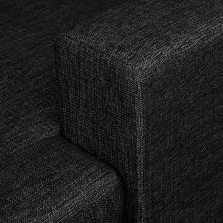 Fredriks Canapé panoramique Summer - Tissu Madu: Noir - Méridienne courte à droite / longue à gauche (vue de face) -loftscape Boutique wohnlandschaft summer i webstoff longchair davorstehend rechts ottomane links schwarz 4041872