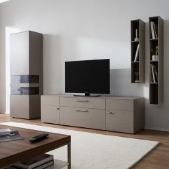 GWINNER Meuble TV Anzio I - Tourbe mat -loftscape Boutique wohnwand anzio i 4 teilig vitrinenelement links ohne beleuchtung matt fango 4625700