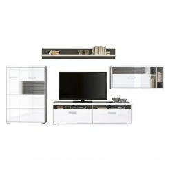 Loftscape Ensemble mural Arco I (4 éléments) - Blanc brillant / Gris 18 Loftscape Ensemble mural Arco I (4 éléments) - Blanc brillant / Gris -loftscape Boutique wohnwand arco i 4 teilig hochglanz weiss grau 4711060