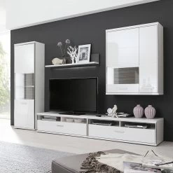 Loftscape Ensemble mural Arco I (5 éléments) - Blanc brillant / Gris 17 Loftscape Ensemble mural Arco I (5 éléments) - Blanc brillant / Gris -loftscape Boutique wohnwand arco i 5 teilig hochglanz weiss grau 4710624