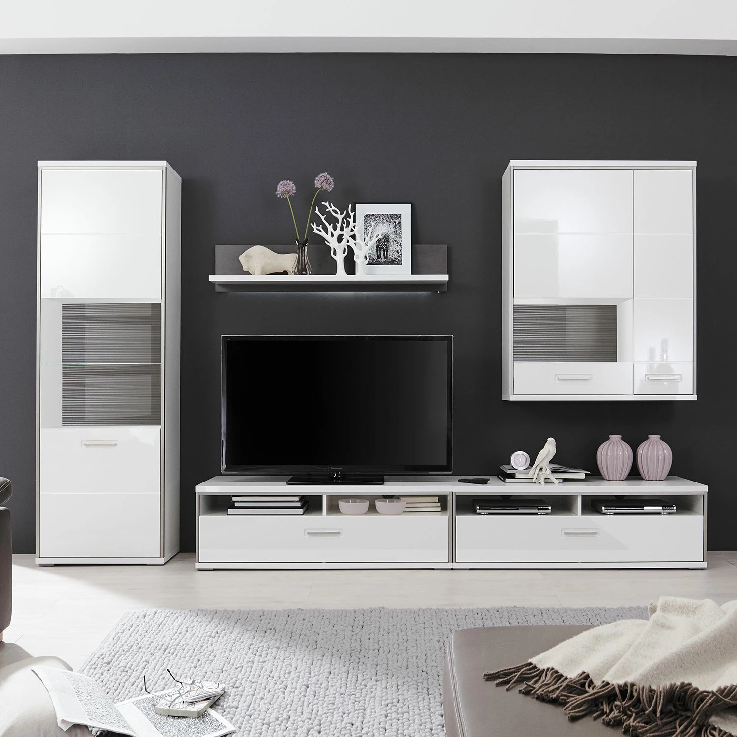 Loftscape Ensemble mural Arco I (5 éléments) - Blanc brillant / Gris 8 Loftscape Ensemble mural Arco I (5 éléments) - Blanc brillant / Gris – Image 6