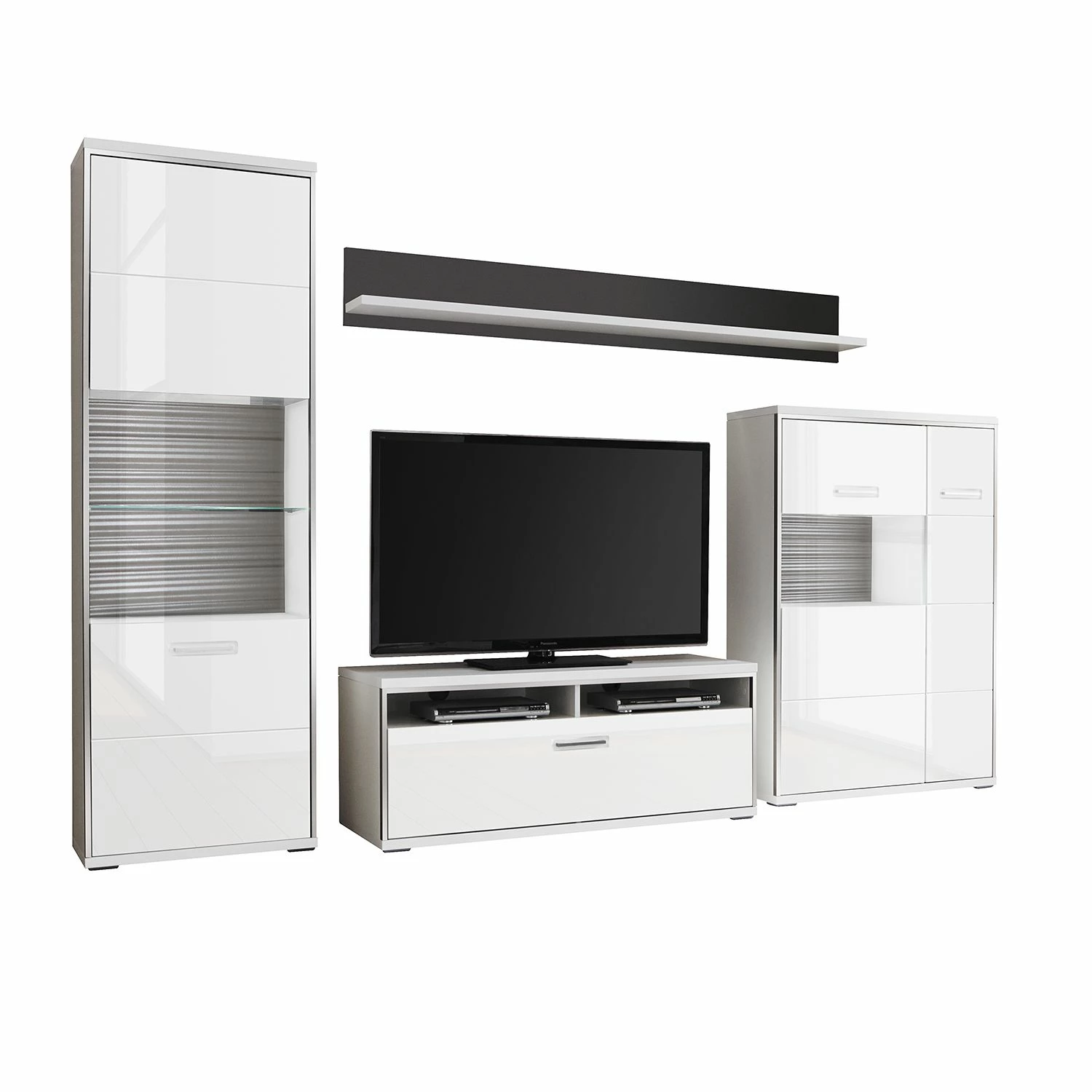 Loftscape Ensemble mural Arco II (4 éléments) - Blanc brillant / Gris 4 Loftscape Ensemble mural Arco II (4 éléments) - Blanc brillant / Gris – Image 2