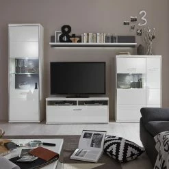 Loftscape Ensemble mural Arco II (4 éléments) - Blanc brillant / Gris 17 Loftscape Ensemble mural Arco II (4 éléments) - Blanc brillant / Gris -loftscape Boutique wohnwand arco ii 4 teilig hochglanz weiss grau 4710568