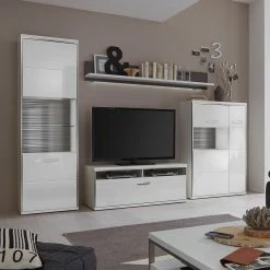 Loftscape Ensemble mural Arco II (4 éléments) - Blanc brillant / Gris 19 Loftscape Ensemble mural Arco II (4 éléments) - Blanc brillant / Gris -loftscape Boutique wohnwand arco ii 4 teilig hochglanz weiss grau 4710576