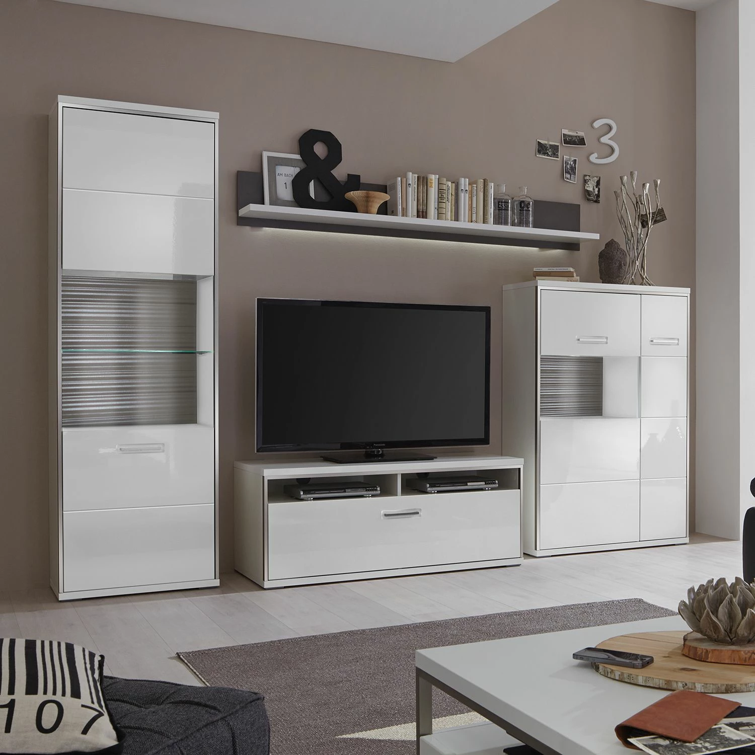 Loftscape Ensemble mural Arco II (4 éléments) - Blanc brillant / Gris 7 Loftscape Ensemble mural Arco II (4 éléments) - Blanc brillant / Gris – Image 5