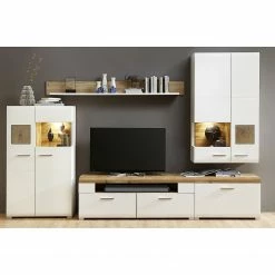 Loftscape Tablette murale Aulby - Blanc 7 Loftscape Tablette murale Aulby - Blanc -loftscape Boutique wohnwand aulby i 4 teilig inkl beleuchtung matt weiss eiche dekor 4715288 1