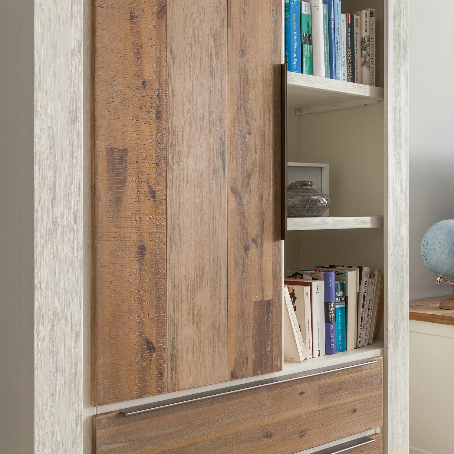 Maison Belfort Ensemble mural Doral (3 éléments) - Partiellement en acacia massif - Blanc / Acacia 8 Maison Belfort Ensemble mural Doral (3 éléments) - Partiellement en acacia massif - Blanc / Acacia – Image 6