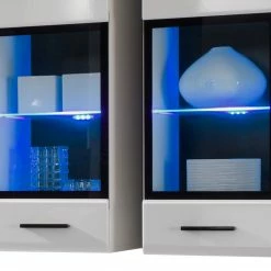 Mooved Ensemble mural Marcello (7 éléments) - Avec éclairage -loftscape Boutique wohnwand marcello 7 teilig inkl beleuchtung hochglanz weiss weiss 977322