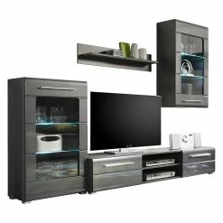 Loftscape Meuble TV Tadeus I (4 éléments) - Avec éclairage Gris brillant / 9 Loftscape Meuble TV Tadeus I (4 éléments) - Avec éclairage Gris brillant / -loftscape Boutique wohnwand tadeus i 4 teilig inkl beleuchtung hochglanz grau grau 977134