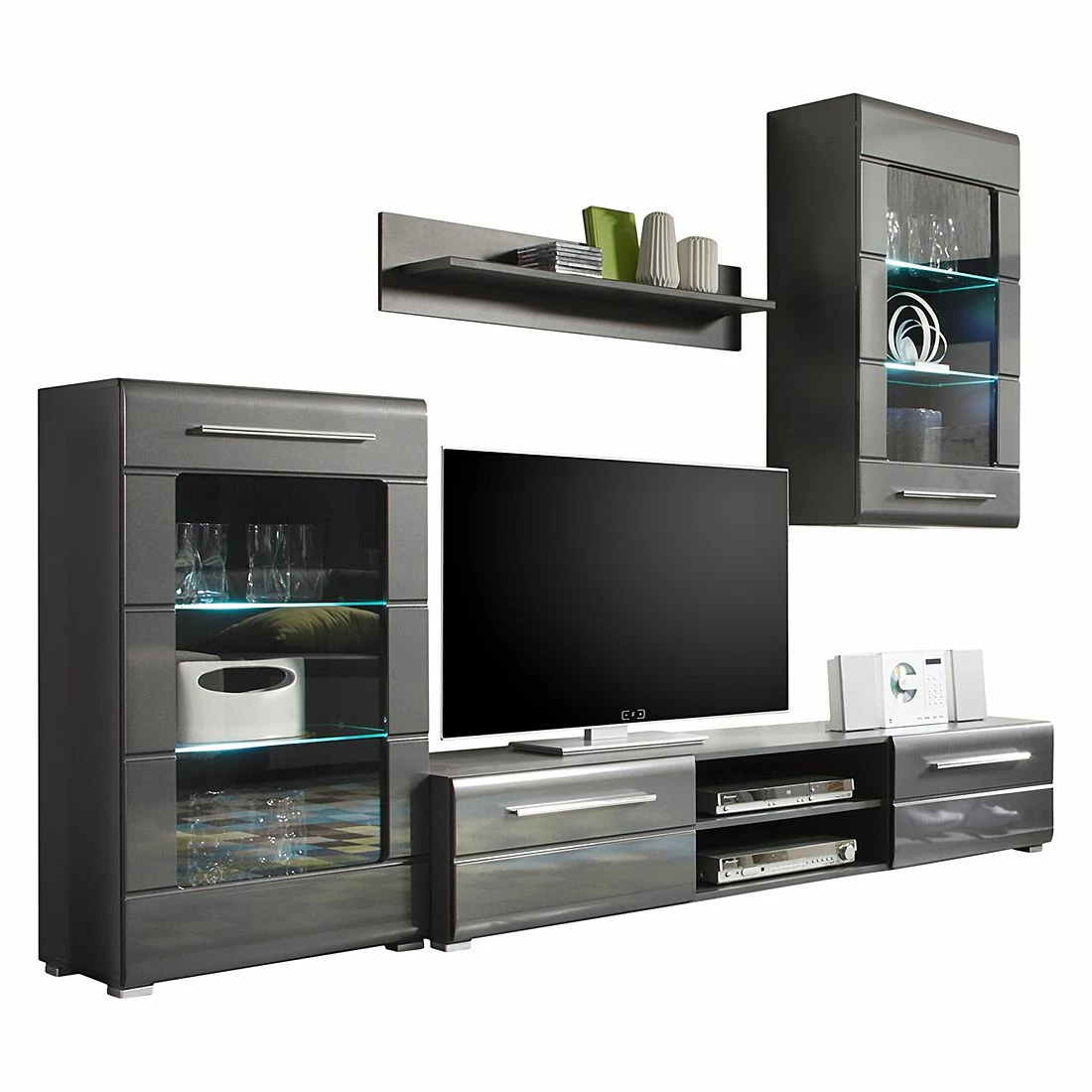 Loftscape Meuble TV Tadeus I (4 éléments) - Avec éclairage Gris brillant / 4 Loftscape Meuble TV Tadeus I (4 éléments) - Avec éclairage Gris brillant / – Image 2