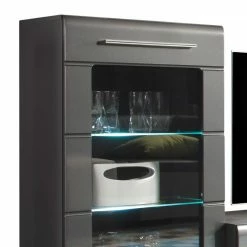 Loftscape Meuble TV Tadeus I (4 éléments) - Avec éclairage Gris brillant / 12 Loftscape Meuble TV Tadeus I (4 éléments) - Avec éclairage Gris brillant / -loftscape Boutique wohnwand tadeus i 4 teilig inkl beleuchtung hochglanz grau grau 977138