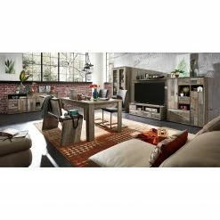 Red Living Meuble TV Tapara - 4 éléments - Avec éclairage - Marron / Gris -loftscape Boutique wohnwand tapara i braun grau 4383596