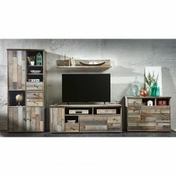 Red Living Meuble TV Tapara - 4 éléments - Marron / Gris