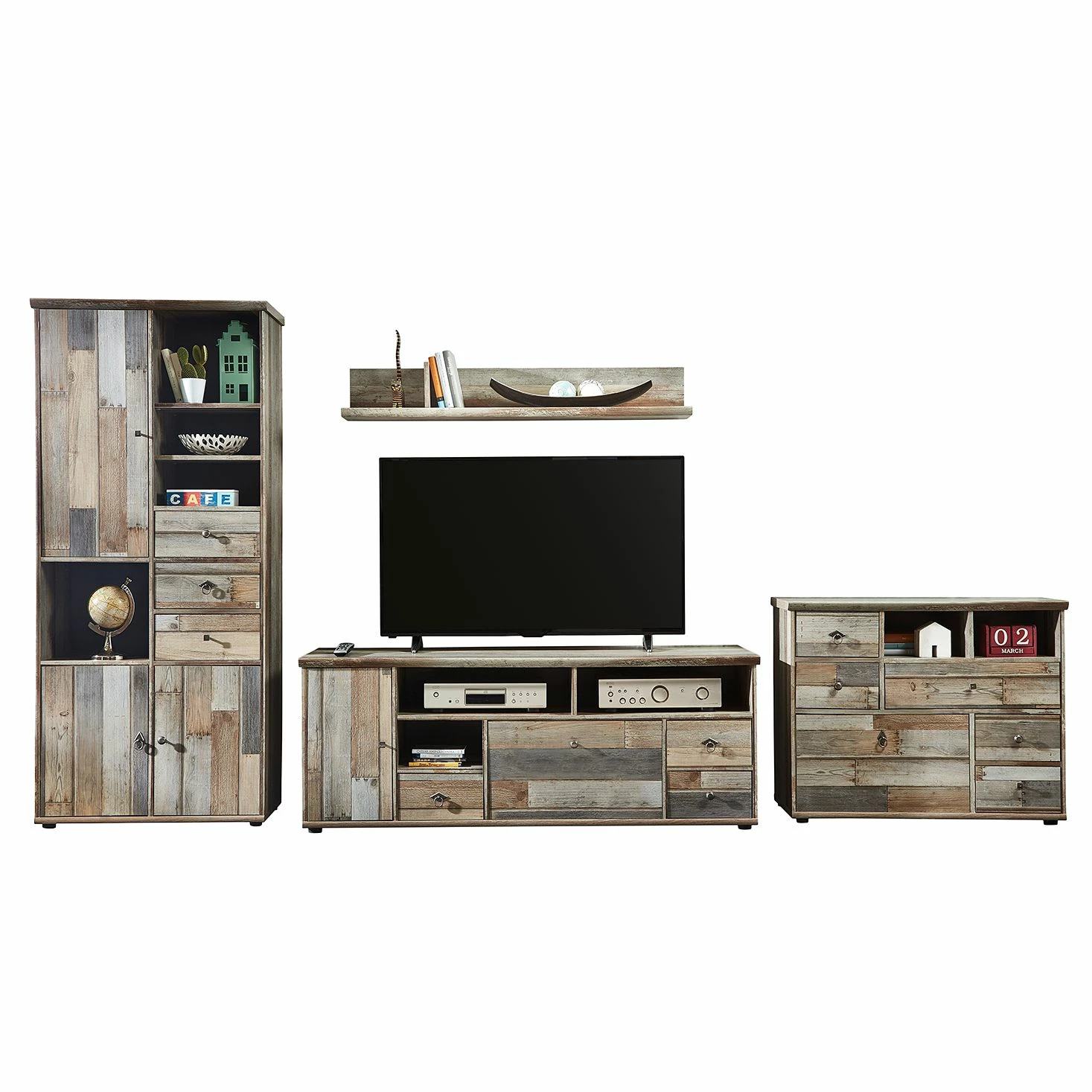 Red Living Meuble TV Tapara - 4 éléments - Marron / Gris 4 Red Living Meuble TV Tapara - 4 éléments - Marron / Gris – Image 2