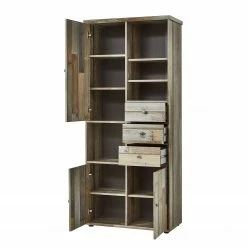Red Living Armoire Tapara - Marron / Gris -loftscape Boutique wohnwand tapara ii braun grau 4383700 1
