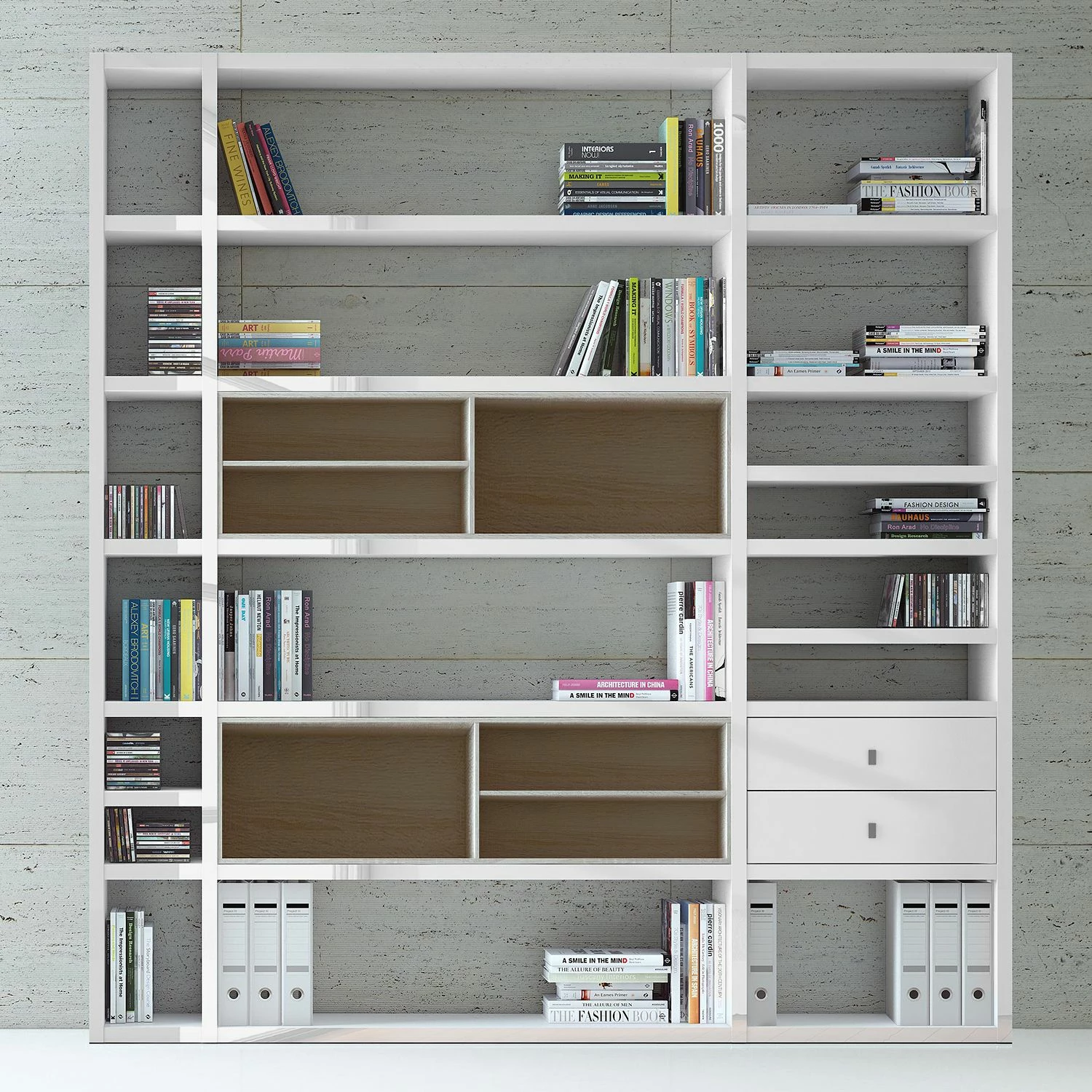 Loftscape Etagère XL Emporior II - Blanc brillant / Imitation chêne de Sonoma - Sans éclairage 4 Loftscape Etagère XL Emporior II - Blanc brillant / Imitation chêne de Sonoma - Sans éclairage – Image 2