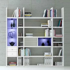 Loftscape Etagère XL Emporior IIl.A - Blanc brillant / Blanc - Avec éclairage -loftscape Boutique xl regalwand emporior iii a rgb led beleuchtung hochglanz weiss weiss 3397565