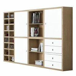 Loftscape Mur d'étagères XL IX.C - Blanc / Imitation chêne