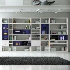 Loftscape Etagère XXL Emporior l.A - Blanc / Noir - Avec éclairage -loftscape Boutique xxl regalwand emporior i a ohne beleuchtung hochglanz weiss schwarz 3396305