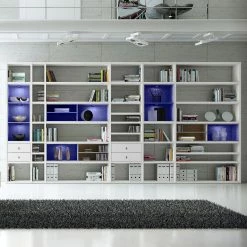 Loftscape Etagère XXL Emporior l.A - Blanc / Imitation chêne de Sonoma - Avec éclairage -loftscape Boutique xxl regalwand emporior i a rgb led beleuchtung weiss eiche sonoma dekor 3396289