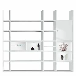 Loftscape Etagère XXL Emporior lV.B - Blanc brillant / Blanc - Avec éclairage -loftscape Boutique xxl regalwand emporior iv b mit beleuchtung hochglanz weiss weiss 2228662