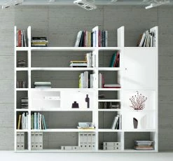 Loftscape Etagère XXL Emporior lV.B - Blanc brillant / Blanc - Avec éclairage -loftscape Boutique xxl regalwand emporior iv b mit beleuchtung hochglanz weiss weiss 2228666