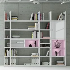 Loftscape Etagère XXL Emporior lV.B - Blanc brillant / Blanc - Avec éclairage -loftscape Boutique xxl regalwand emporior iv b rgb led beleuchtung hochglanz weiss weiss 3479957