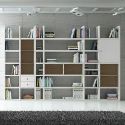 Loftscape Etagère XXL Emporior V.A - Blanc / Imitation chêne de Sonoma - Sans éclairage -loftscape Boutique xxl regalwand emporior v a ohne beleuchtung weiss eiche sonoma dekor 2206754